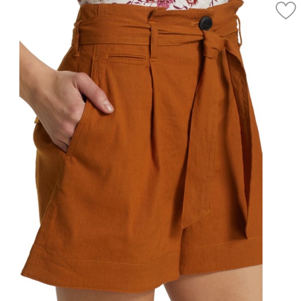 RAG & BONE
River Belted Linen-Blend Shorts Rust SZ 6